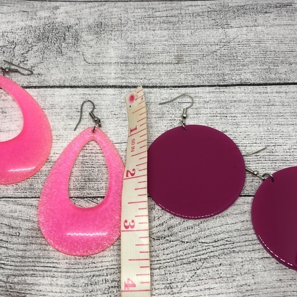 Bundle lot 2 retro 90's acrylic vibrant earrings colorful statement dangle drop. - Picture 4 of 5